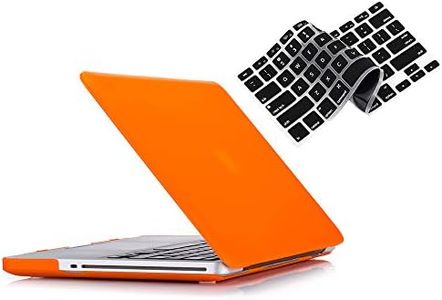 RUBAN Case Compatible with MacBook Pro 13 inch 2012 2011 2010 2009 Release A1278, Plastic Hard Case Shell and Keyboard Cover for Older Version MacBook Pro 13 Inch with CD-ROM - Orange