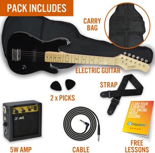 3rd Avenue Kids 1/4 Electric Guitar – Black