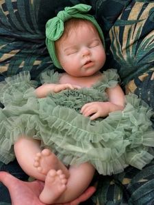 Aniiyy 20 Inch Full Silicone Baby Doll Can Open Mouth 8.38lb Silicone Newborn Todder Anatomically Correct Girl Dolls with Handrooted Mohair