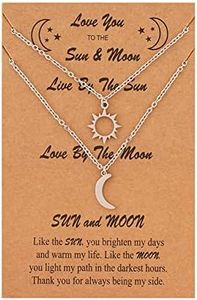 Sun Moon Necklace for Couples Best Friend Necklaces for 2 BF GF Christmas Valentines Gifts for Couples BFF Best Friend Birthday Gifts for Women Friendship Necklace for 2