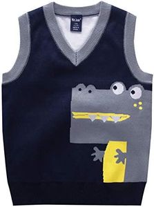 Happy Cherry Kids Cartoon Vest Comfortable Warm Cotton Sleeveless Pullover Cartoon Waistcoat Sweater 5-6T Gray