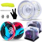 YOYOSTUDIO Pro Yoyo 2 Pack (V22 & P1)‌ - Convertible Responsive/Unresponsive Yoyo for Kids 8-12 & Adults, Professional Plastic/Metal Trick YoYos with 10 Yo-Yo Strings + 2 Case + Bearing Kit