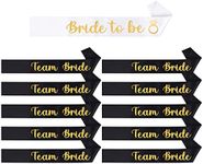 Yueshop 11PCS Hen Party Sashes, Team Bride Strap Bachelor Party Eco-Friendly & Durable Bachelorette Party Sashes Great For Wedding, Bridal, Bachelorette Party (White+Black)