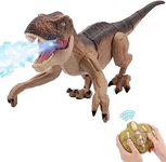 IQKidz Remote Control Dinosaur Toys for Boys 3 4-7 8-12- RC Realistic Big T-Rex Gifts for Kids, Interactive Dino with Light Roar Spray Touch Sensing