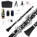 Yinfente Professional Ebonite Clarinete B flat Clarinet for Beginner Students with 2 Barrels Hard Case Cleaning Kit Mouthpice Cork Grease Gloves