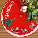 GEEHUA Christmas Tree Skirt, 36 Inch Merry Christmas Tree Skirt Rustic Christmas Decorations for Country Xmas Holiday Party Home Santa Decor Indoor Outdoor(Style-A)