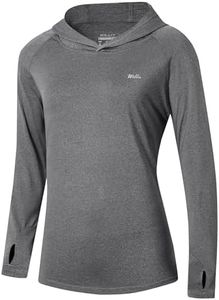 Willit Women's UPF 50+ Sun Protection Hoodie SPF Shirt Long Sleeve Hiking Fishing Outdoor Shirt Lightweight Hoodie Heather Deep Gray S