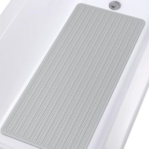 Yolife Non Slip Bath Mats for inside Bath,Rubber Bath Mat,43x92 cm Long Bath Mat Machine Washable with Strong Suction Cups (a Little Grey)