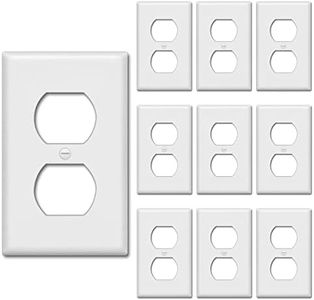 BESTTEN 10 Pack 1-Gang Duplex Wall Plate, Unbreakable Polycarbonate Outlet and Switch Cover, cUL Listed Single Faceplate, Standard Size, White