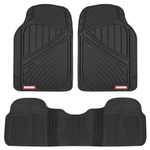 Motor Trend FlexTough Performance All Weather Rubber Car Floor Mats - 3 Piece Floor Mats Automotive Liners for Cars Truck SUV, Heavy-Duty Waterproof (Black)