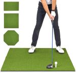 GoSports Golf Hitting Mats - Artificial Turf Training Mat for Indoor/Outdoor Swing Practice, Includes 3 Rubber Tees - 5' x 4' 5mm ELITE Turf