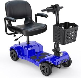 ENGWE Folding 4 Wheel Mobility Scooter,15 Mile Long Range, 250W Electric Powered Mobile Wheelchair for Seniors Adult with Detachable Basket, Front Light (Blue, XL Cushion)