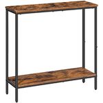 HOOBRO 75 cm Console Table, Narrow Entryway Table with Shelf, Small Sofa Side Table, Display Table, for Hallway, Living Room, Bedroom, Foyer, Rustic Brown and Black BF22XG01