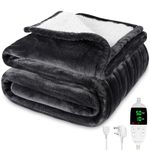 MYCARBON Heated Blanket 157 * 180cm, Soft Flannel Sherpa Electric Heated Throw Blanket Fleece Overblanket with 10h Timer, 6 Heat Settings, Machine Washable, Overheat protection, CE UKCA Certified