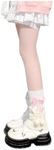 SHENHE Women's Cute Cable Knit Leg Warmers Y2k 80s Dance Kawaii Bow Leg Warms Boot Socks White One-Size