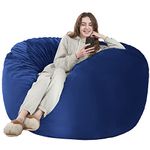 HABUTWAY Bean Bag Chair: Giant 4' Memory Foam Furniture Bean Bag Chairs for Adults with Microfiber Cover - 4Ft, Dark Blue