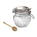 Kilner Glass Honey Pot with Dipper 0.4 Litre (400 ml) Airtight Storage Jar for Honey Treacle Syrup