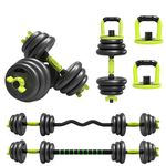 Strongway® Adjustable 6 in 1 Dumbbell Straight and Curl Barbell Kettlebell Push Up Set - 20KG 30KG 40KG SETS - Weight Lifting for Home Gym Fitness (20KG SET)