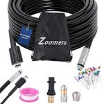 Zoomers Pipe Cleaning Hose 15 m: High Pressure Hose 200 Bar 60 °C. Adapter Compatible with K2-K7 Kärcher Pressure Washer. 2 Nozzles for Pipe Cleaning. Replacement Parts Accessories for Kärcher