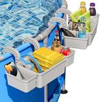 SHAPON Poolside Storage Basket with 2 Cup Holder, Stretchable Pool Toy Basket for Towels Beverages, Pool Accessories for Most Frame Above Ground Swimming Pools (2 Pack)