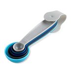 Tasty 5-Piece Measuring Spoons Set for Baking, Nesting Cups Set, Plastic Tablespoons & Spoons Set, Baking Gadgets Tools, Dimensions: 1/4tsp, 1/2tsp, 1tsp, 1/2tbsp, 1tbsp, Colour: Blue, Grey