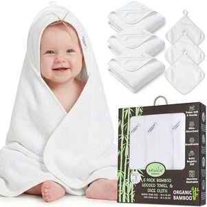 infancie Bamboo Hooded Baby Towels with Washcloths – 3 Hooded Towel (29x29 inches) & 3 Washcloth (9x9 inches) – Ultra Soft, Absorbent & Cozy Baby Wash Cloths for Newborn for Newborns and Infants