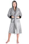 CityComfort Ladies Dressing Gowns Soft Fleece Hooded Women's Robes (M, Grey)