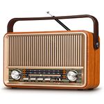 【2024 Newest】 PRUNUS J120 Retro Vintage Radio AM FM, Portable Shortwave Radio with, AC, Rechargeable Battery Operated Radio with Best Reception, Loud Speaker, Support AUX/TF Card/USB Playing