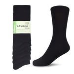 WeciBor Men's Bamboo Fiber Socks Breathable Soft Casual Socks Size 8-12, 6-Pack Black