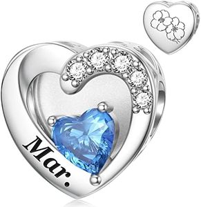 SEVENWELL 925 Sterling Silver Heart Birthstone With Birth Flowers Charms for Pandora Birthday Christmas Valentine's Day Gift for Women