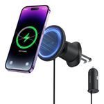 Baseus Magnetic Car Phone Holder CW01 to Ventilation Grid with Car Charger USB-C, 15W + 25W (Black)