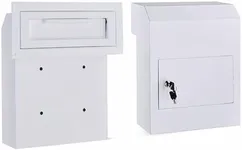 flybold Through-the-Door Locking Key Drop Box Heavy Duty Rainproof Door Mail Slot Drop Boxes for Business with Tubular Lock Keys Baffle Prevents Money Fishing Dropbox Slots for Doors Keys Rent Deposit