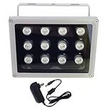 AUTENS IR Illuminator, 850nm 12-LEDs Wide Angle IP67 Waterproof Night Vision LED Array IR Infrared Light with Power Adapter for IP Camera CCTV Analogue Security Surveillance Camera (90 Degree)