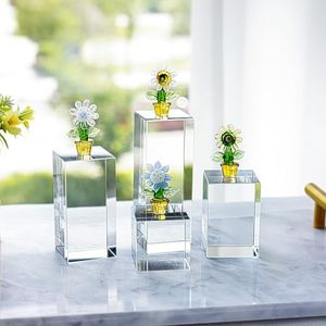 ZEERSHEE Set 4 Clear Crystal Cube Display Blocks Square Glass Display Stand for Collectibles Art Craft Transparent Solid Bases for Jewelry Cosmetic Crafts Closet Show