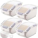 Sunnyray 4 Pcs Grain Rice Storage Bin Food Containers with Measuring Cups Large Airtight Thickened Storage Bin for Dog Treats Rice Dog Cat Dry Food Bin Baking Supplies Flour Rice Cereal (20 lb)