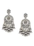 Zaveri Pearls Antique Silver Tone Kundan & Austrian Diamonds Jhumki Drops Earring For Women-ZPFK10164