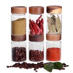 SAIOOL 6 Pcs Small Glass Spice Jars with Label,High Sealing Threaded Mouth,with Black Printed Spice Labels - 8.79oz /260ml*6 ,Empty Cylinder Spices Bottles ,Storage Jars with Airtight Screw Lids