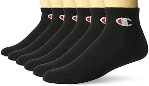 Champion Mens Double Dry Moisture Wicking Logo 6 Or 12 Pack Ankle Casual Sock, Black (6 Pack), 10-12 US