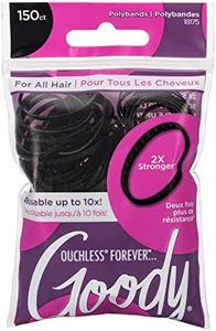 Goody Ouchless Womens Polyband Elastic Hair Tie - 150 Count, Black - Fine Hair - Hair Accessories to Style With Ease and Keep Your Hair Secured - Perfect for Fun and Unique Hairstyles - Pain-Free