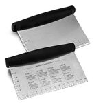 Metal Griddle Scraper Chopper, HaSteeL Stainless Steel Dough Bench Scraper Pastry Cutter with Measuring Marks, Multi-purpose Kitchen Tool for Flat Top Grilling/Baking/Cooking, Dishwasher Safe (2-Pack)