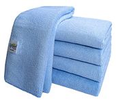 SOFTSPUN Microfiber Cloth, 5 pcs 40x40 cms 340 GSM Sky Blue Thick Lint & StreakFree Multipurpose Cloths Automotive Microfibre Towels for Car Bike Cleaning Polishing Washing & Detailing.