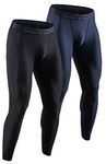 DEVOPS 2 or 3 Pack Men's Compression Pants Athletic Leggings with Pocket/Non-Pocket, 0# (Basic) - Black / Charcoal, Small