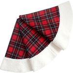 SORRENTO 90 CM Christmas Tree Skirt Tartan Fabric with Sherpa Border