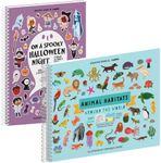 Animal Habitats Sticker + Coloring Book (500+ Stickers & 12 Scenes) +Halloween Stickers + Spooky Halloween Coloring Books (500+ Halloween Kids Stickers & 12 Scenes) by Cupkin - Side by Side Halloween