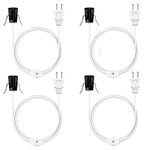 Aiwode Single Salt Lamp Cord Replacement, UL-Listed E12 Light Bulb Socket Rotary Switch for Himalayan Crystal Salt Lamps, Pumpkin Lights, Christmas Village Accessories,6 Feet (1.8M),White,4 Pack.