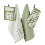DII Home Sweet Farmhouse Kitchen Collection, Potholder/Oven Mitt/Dishtowel Set, Antique Green, 4 Count