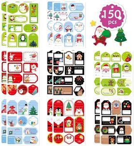 150 PCS Christmas Stickers Tags Self Adhesive Santa Snowmen Xmas Tree Deer Christmas Festival Birthday Wedding Holiday Decorative Presents Labels