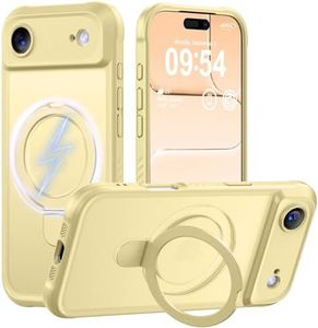 MOCCA Design for iPhone Air Case, Compatible with Magsafe [Premium Invisible Magnetic Ring Stand] [Military Drop Protection] Full Camera Guard Translucent Matte Slim Phone Cover 6.5",Creamy Yellow