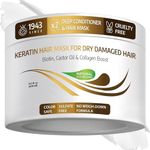 Vitamins Hair Mask Conditioner Keratin Treatment - Biotin Castor and Coconut Oil Deep Conditioning for Thin Fine Hair - Anti Frizz Moisturiser for Curly Straight Dry Damaged & Frizzy Locks
