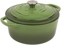 Larder & Vine Enameled Cast Iron Dutch Oven With Lid - Oversized Handles, Dome Lid, Dutch Oven for Bread Making – 5.7QT/5.4L - (Okra)